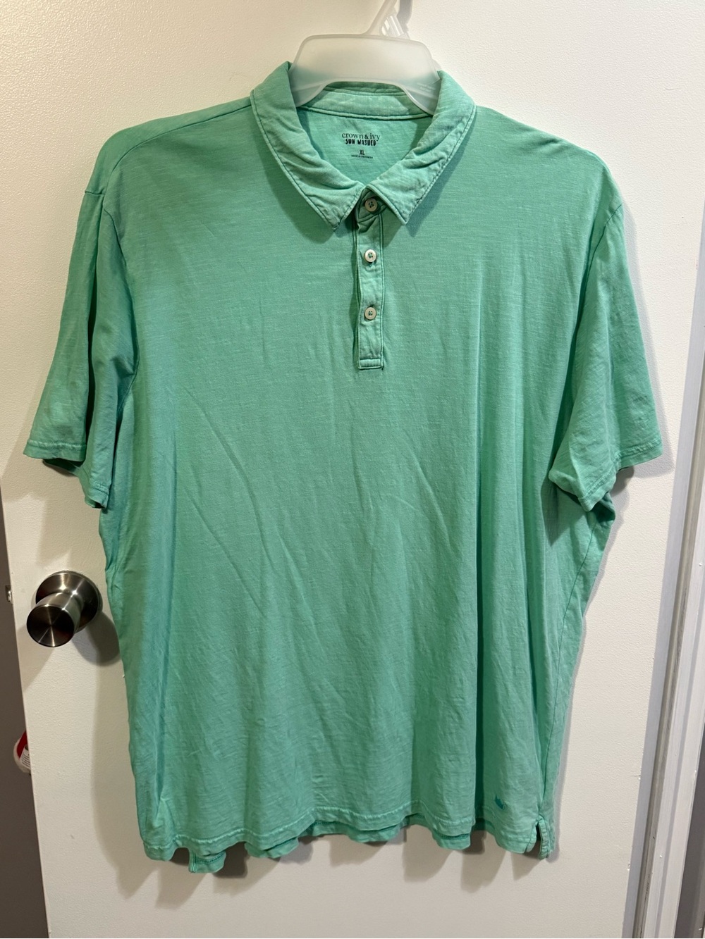 Crown & ivy Sun Washed Men's Mint Green Polo Shirt